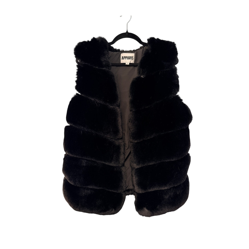 Anthropologie x Apparis L Mink Maya Faux Fur Vest $395 Long Coat Black NEW! - Picture 2 of 11